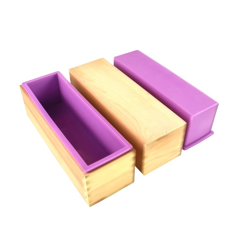 Soap Making Book - 柔軟なシリコン製石鹸型 長方形ローフデザイン 木製ボックス付き 石鹸作り用