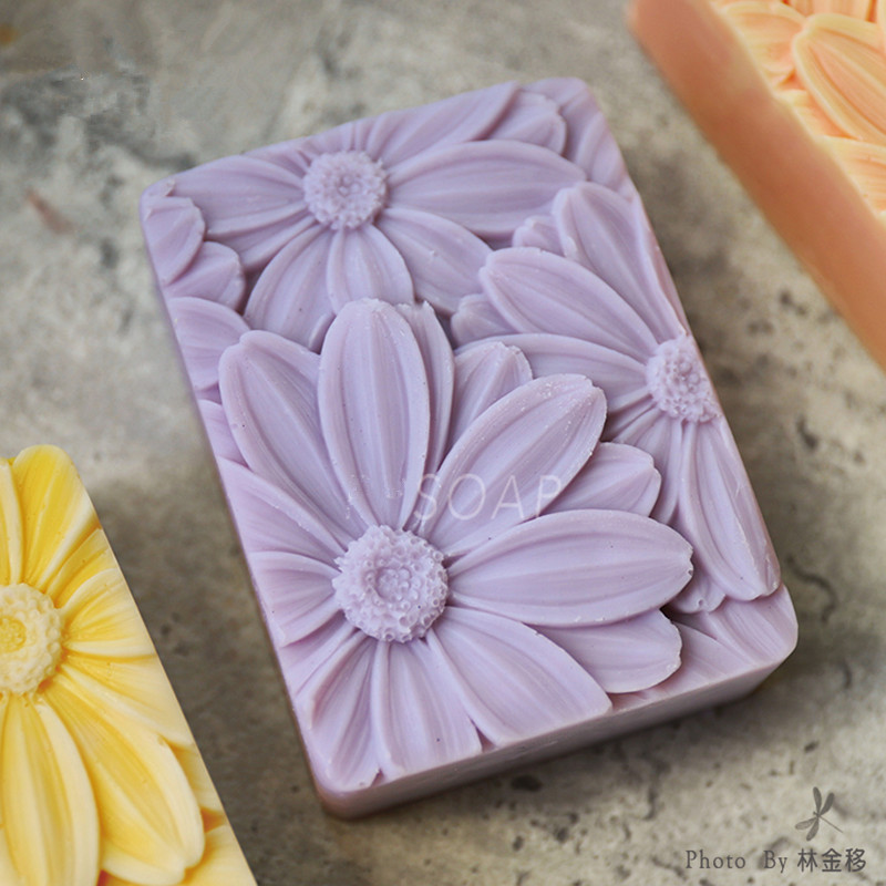 Soap Making Book - 最新！！ !3d エレガントなひまわり石鹸型長方形シリコーン石鹸金型 DIY 手作り石鹸バー型ローションバー用