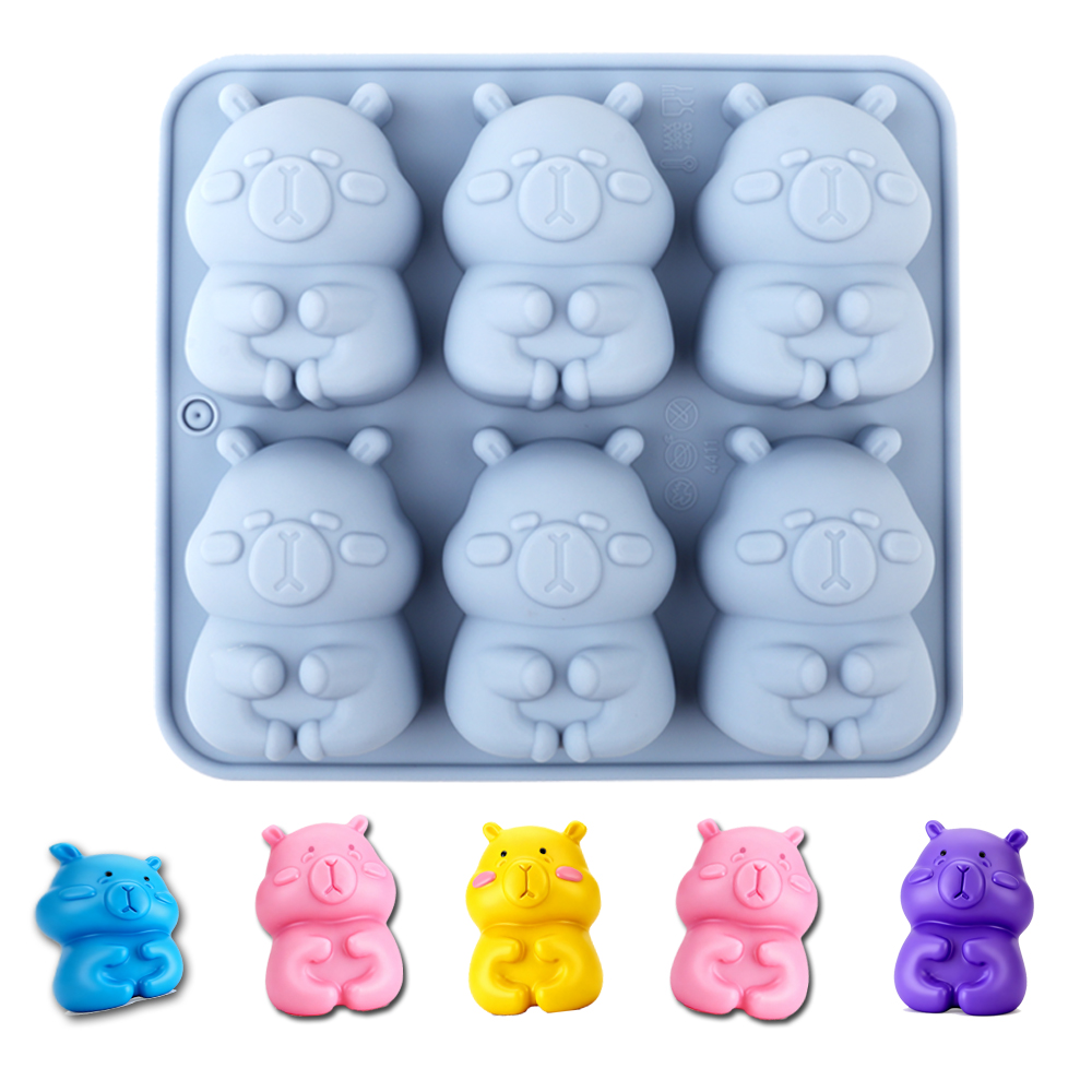 Soap Making Jelly - かわいいカピバラの形をしたシリコンケーキ型1個。チョコレート、ケーキ、プリン、ゼリー、キャンディー、ケーキデコレーション、クマの形のキャンドル、手作り石鹸、工芸品、その他のキッチン用品を作るのに使用できるベーキング型です。