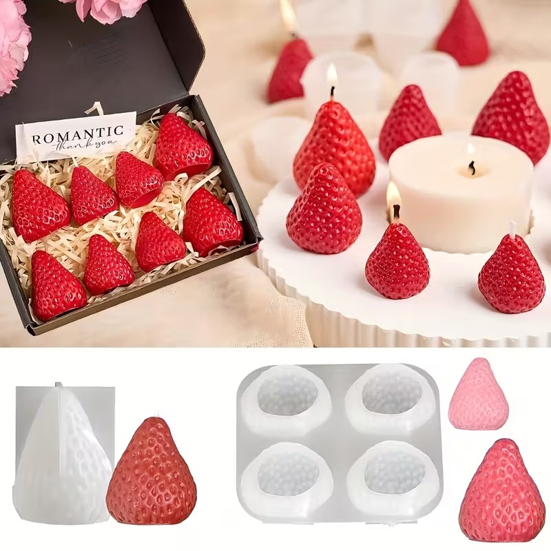 Soap Making Gifts - イチゴシリコンキャンドルモールド DIY アロマセラピー石鹸樹脂工芸品バレンタインデー結婚式誕生日ギフト作成用
