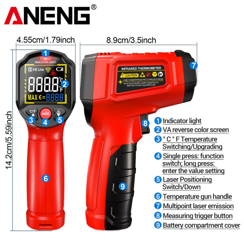 Soap Making Thermometer - ANENG TH203 赤外線温度計 -50~600 ℃ デジタル温度計