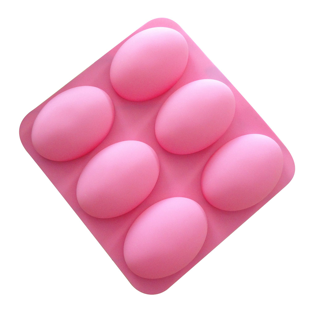 Soap Making Instructions - 多機能楕円形シリコン石鹸型、6つの空洞、ケーキベーキングパン、DIY石鹸製造用品、浮腫が簡単で清潔