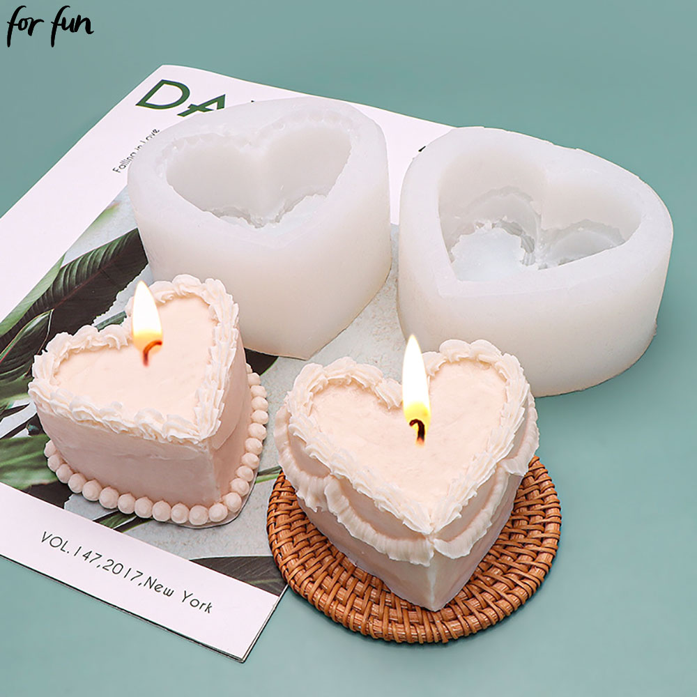 Soap Making Gifts - 楽しいハートケーキ型キャンドルシリコーン型 DIY 手作り石鹸石膏アロマキャンドルケーキ装飾金型ギフトメイキング