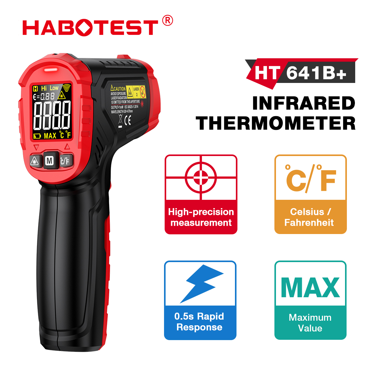 Soap Making Thermometer - HABOTEST HT641 赤外線温度計非接触レーザー温度計レーザー IR 表面ツールピザオーブン肉グリドルグリル用