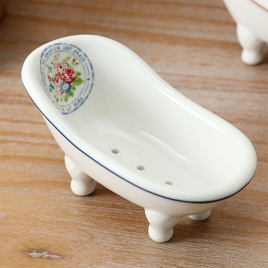 Soap Dish Draining - クリエイティブな北欧スタイルの排水石鹸箱とセラミック石鹸皿 – バスルームの浴槽やシンクに最適