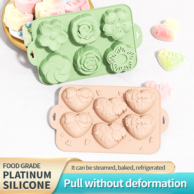 Soap Making Jelly - シリコン石鹸型、さまざまな形のハートフラワーモールド、石鹸作りに最適、手作りケーキ、チョコレート、ビスケット、プリン、ゼリーに最適