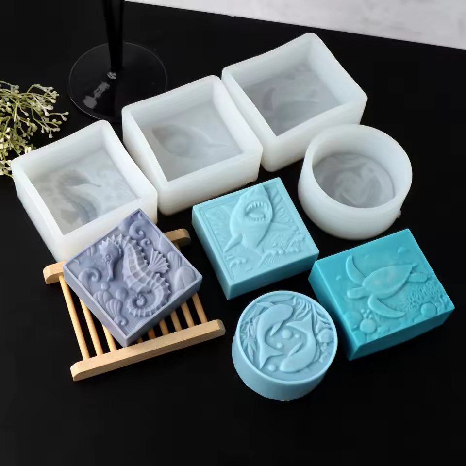 Soap Making Gifts - 3DタツノオトシゴシリコンソープモールドDIYウミガメサメ動物キャンドル樹脂製造ツール手作りアロマソープモールド家の装飾ギフト