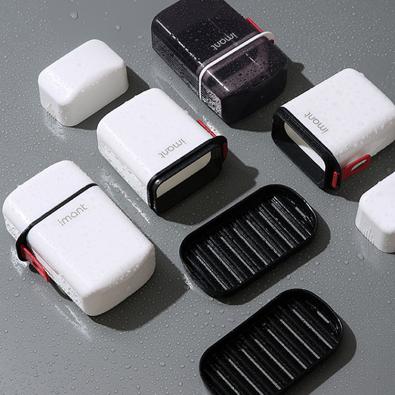 Soap Dish Draining - 携帯用石鹸ケース、蓋付き、漏れ防止、水切り付き、石鹸収納容器、バスルーム排水トレイ、屋外用