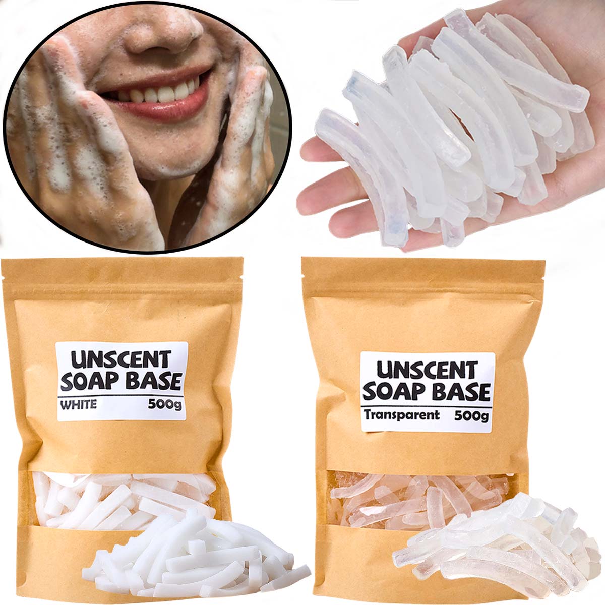 Soap Making With Soap Base - 500 グラム透明白色石鹸ベース DIY アロマソープ作成材料バッグストリップ状石鹸原料バス発泡バター
