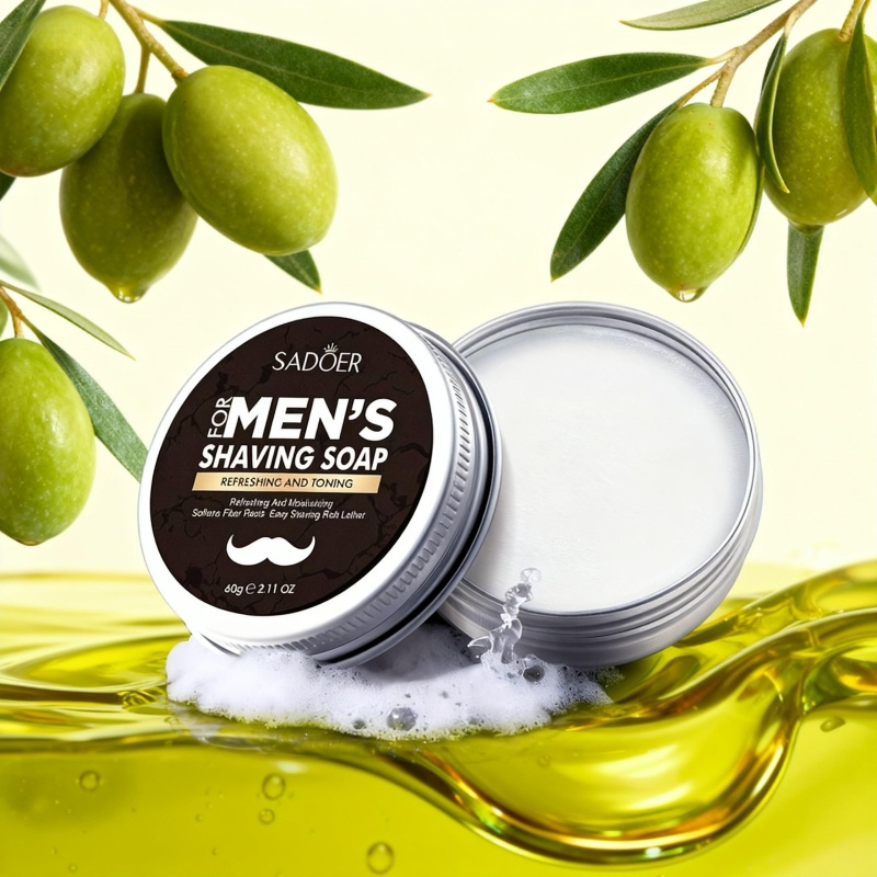 メンズシェービングソープ、ミントエキスとオリーブフルーツオイ - Soap Making Olive Oil のレビューと価格