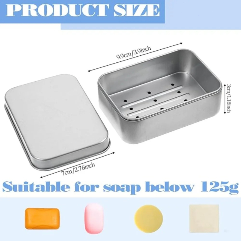 1PC ポータブル二層アルミニウム製ソープディッシュ、蓋と排 - Soap Dish Draining のレビューと価格