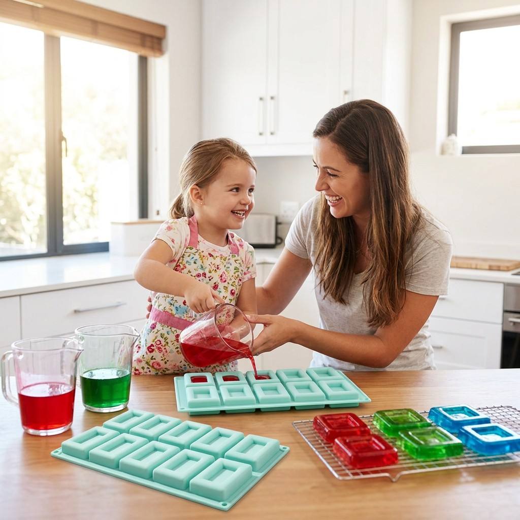 ノンスティック10穴長方形シリコン製ベーキングモールド、フレ - Soap Making Jelly のレビューと価格