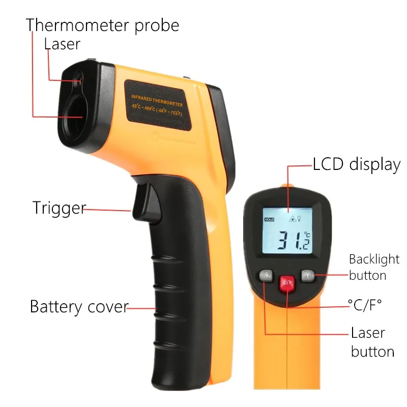 デジタル赤外線温度計非接触温度ガンLCDバックライト温度計産 - Soap Making Thermometer のレビューと価格