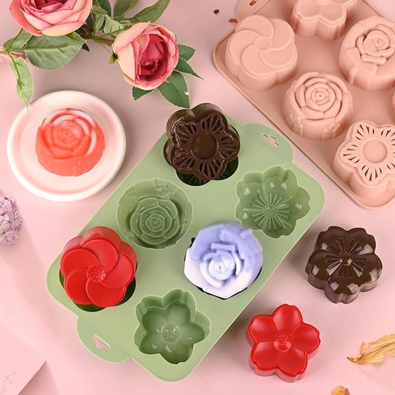 SUフラワーシリコンモールド、6つの異なる花の形のベーキング - Soap Making Jelly のレビューと価格