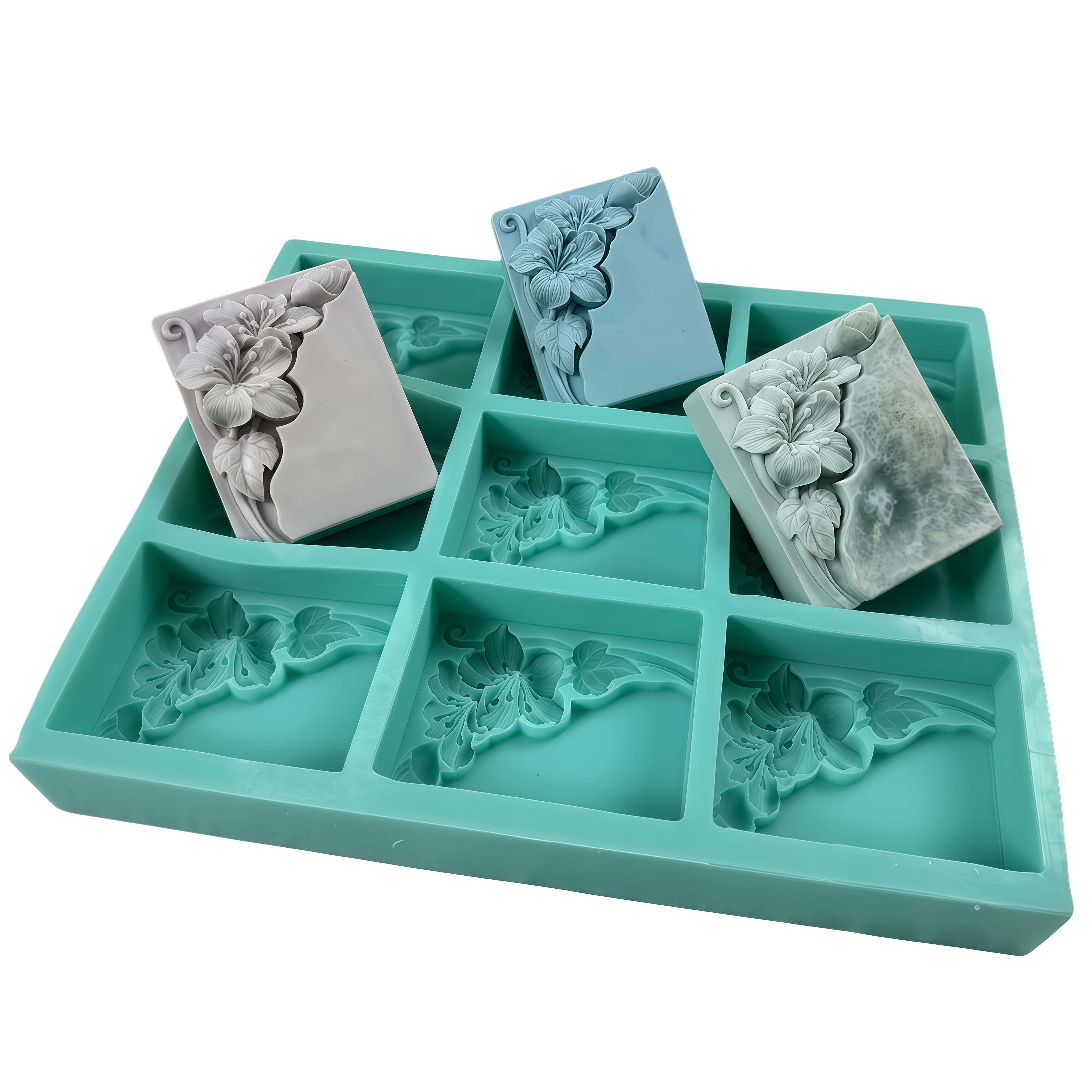 9つのキャビティを持つタングフラワー型石鹸型、天然石鹸作り用 - Soap Making Book のレビューと価格
