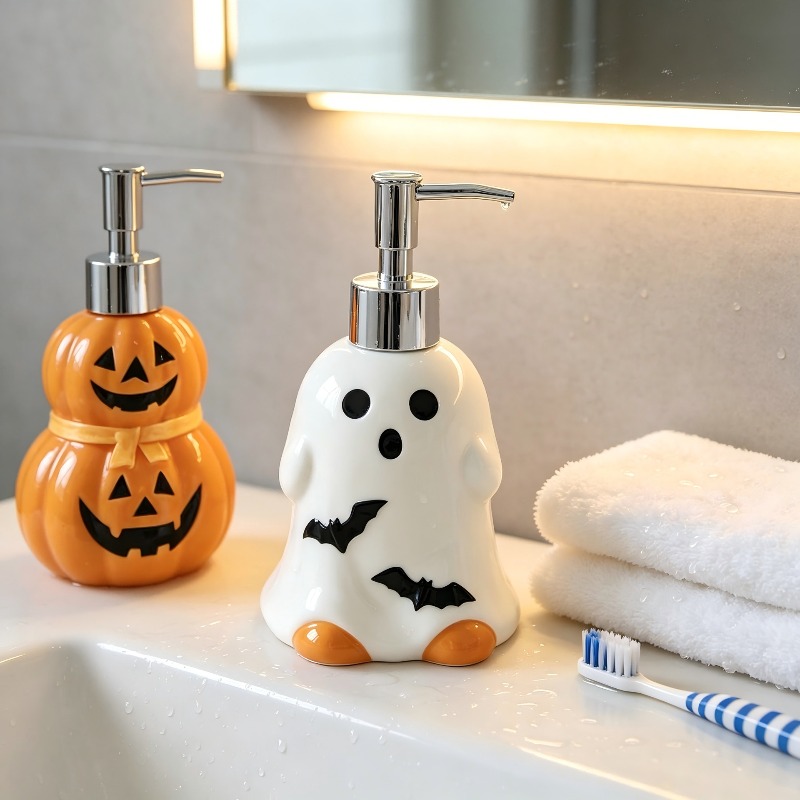 280ML ハロウィンゴーストパンプキン型セラミックローショ - Soap Making Jar のレビューと価格