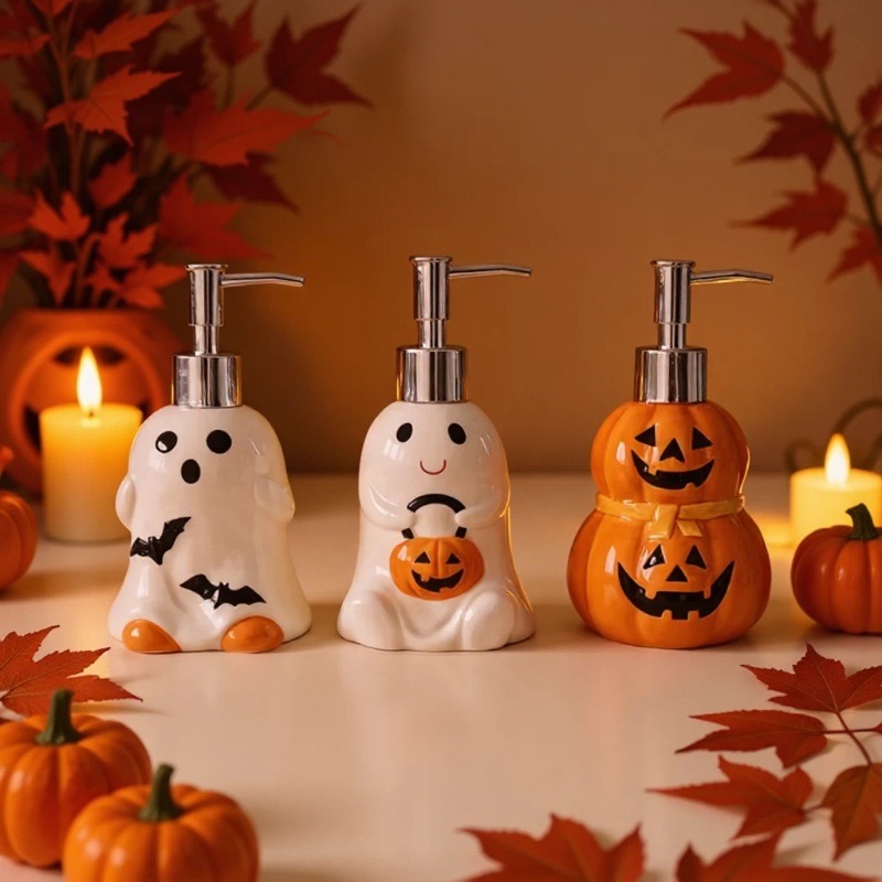 280ML ハロウィンゴーストパンプキン型セラミックローショ - Soap Making Jar のレビューと価格