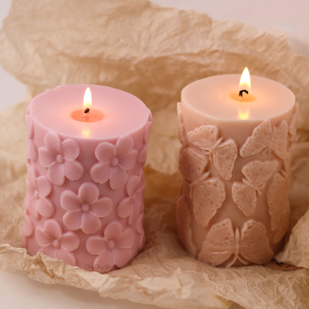 花蝶柱状シリコーンキャンドルモールド DIY 波石鹸樹脂石膏 - Soap Making Gifts のレビューと価格