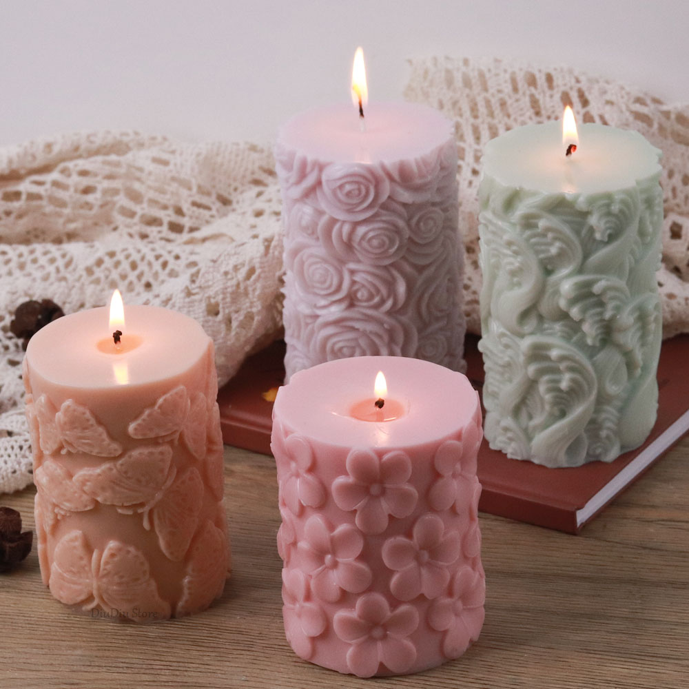 花蝶柱状シリコーンキャンドルモールド DIY 波石鹸樹脂石膏 - Soap Making Gifts のレビューと価格