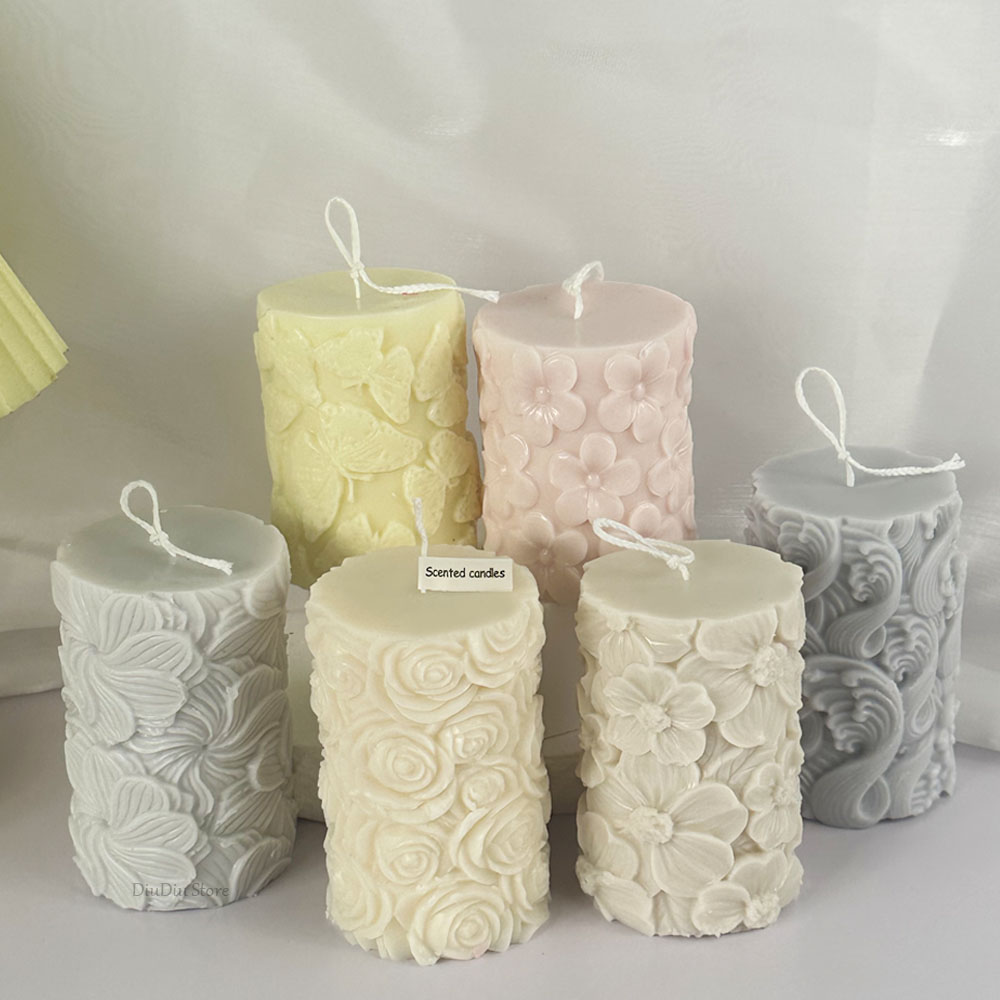 花蝶柱状シリコーンキャンドルモールド DIY 波石鹸樹脂石膏 - Soap Making Gifts のレビューと価格