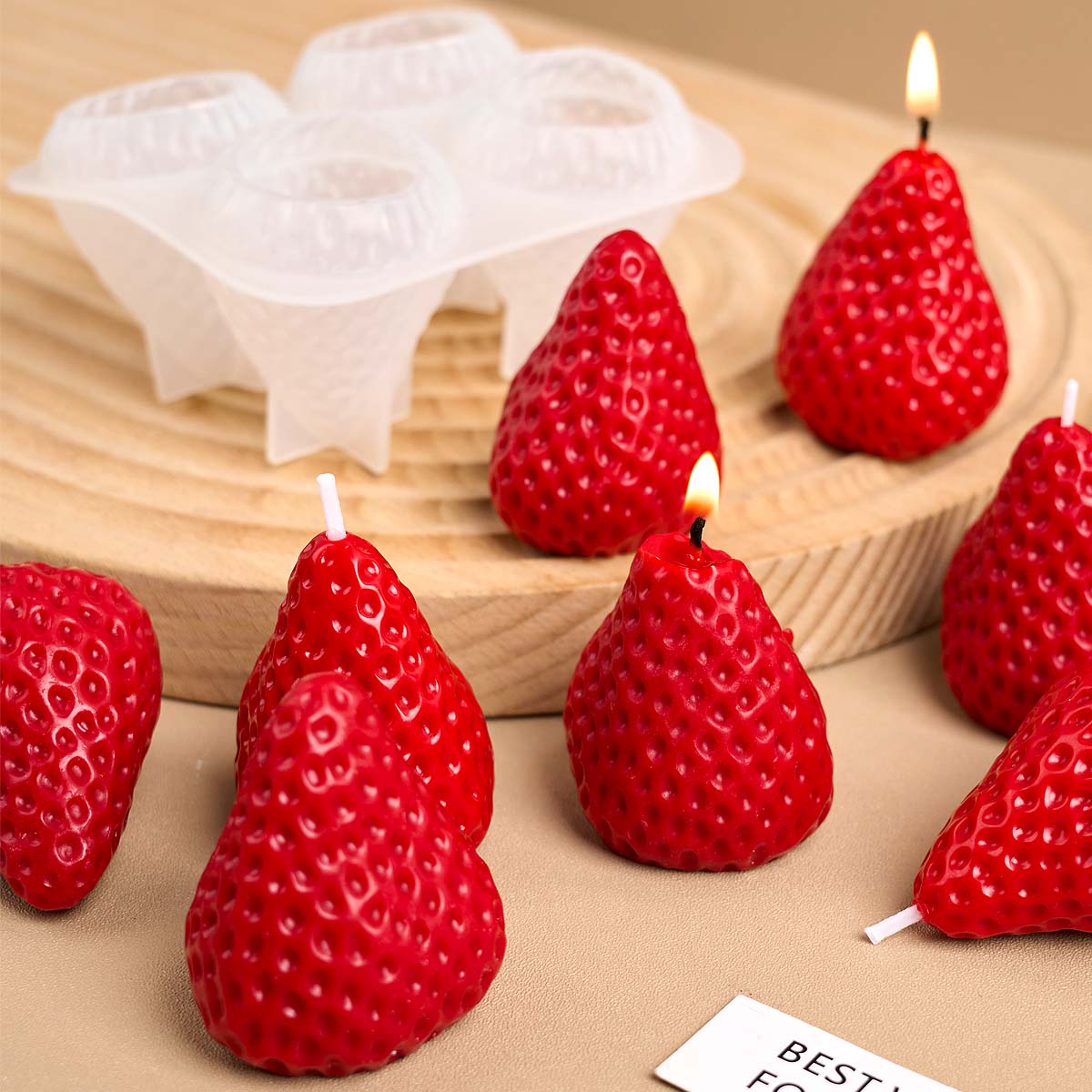 4 個イチゴシリコーンキャンドルモールド DIY バレンタイ - Soap Making Gifts のレビューと価格