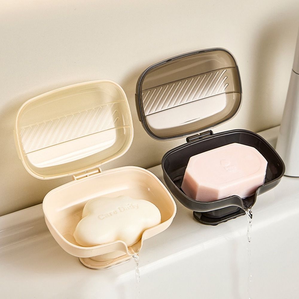 新しい傾斜型排水石鹸置き、吸盤ベース、防塵蓋付き、浴室シンク - Soap Dish Draining のレビューと価格