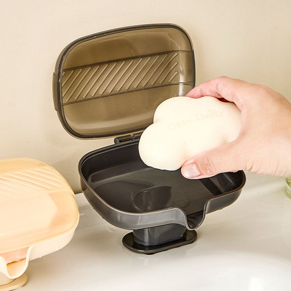 新しい傾斜型排水石鹸置き、吸盤ベース、防塵蓋付き、浴室シンク - Soap Dish Draining のレビューと価格