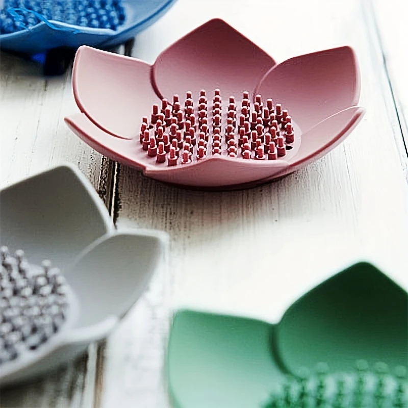 1 個浴室石鹸箱ロータスデザイン石鹸ホルダーシリコーン石鹸箱 - Soap Dish Draining のレビューと価格