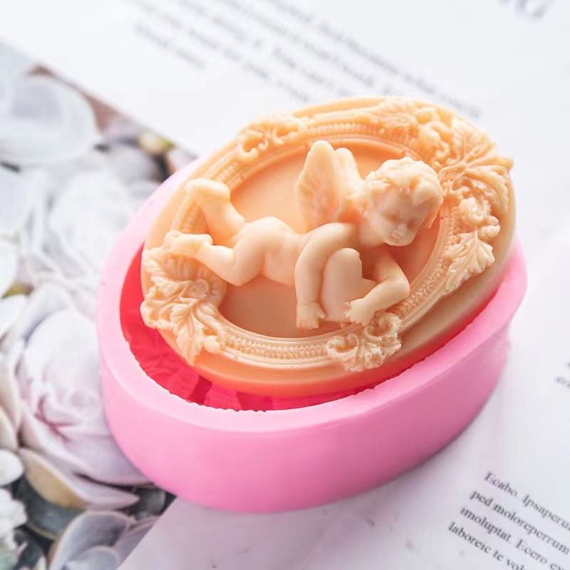 3D エンジェルキッズ形のシリコーン石鹸型手作り楕円形石膏石 - Soap Making Gifts のレビューと価格