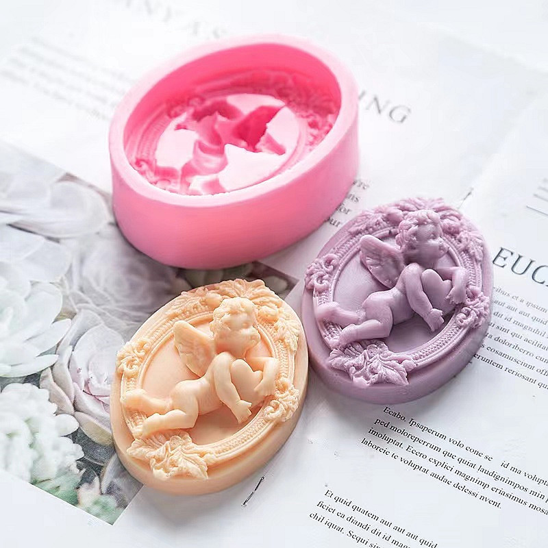 3D エンジェルキッズ形のシリコーン石鹸型手作り楕円形石膏石 - Soap Making Gifts のレビューと価格