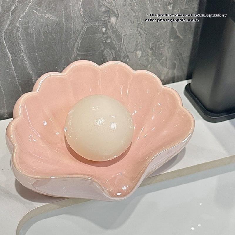 1/2 個シェル形状排水石鹸皿ホルダークリエイティブホーム石 - Soap Dish Draining のレビューと価格