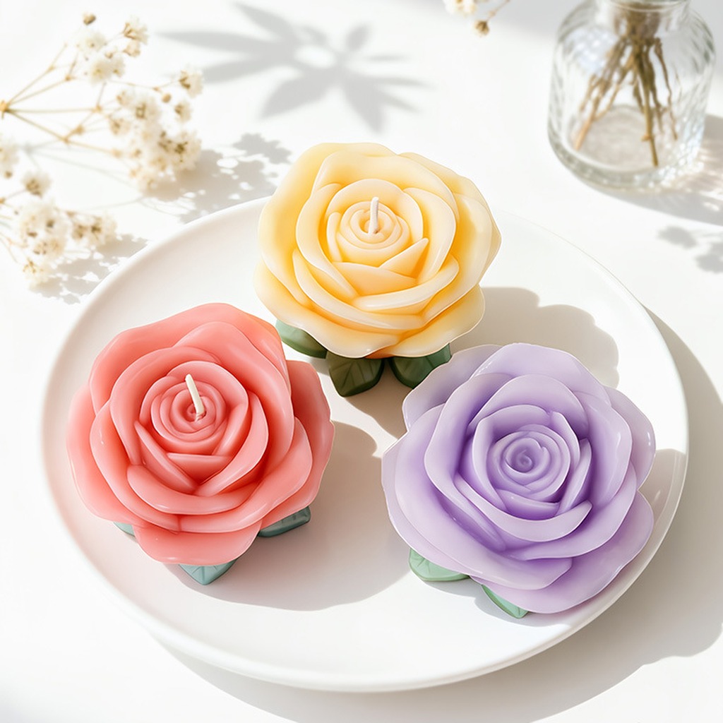 3D ローズキャンドルモールド葉ベースフラワーシリコンモール - Soap Making With Soap Base のレビューと価格