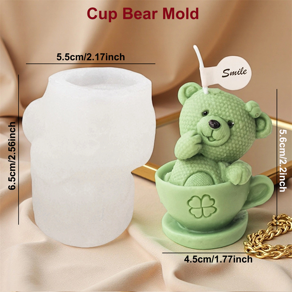 テディベアカップシリコンモールド漫画クマキャンドルソープモー - Soap Making Jar のレビューと価格
