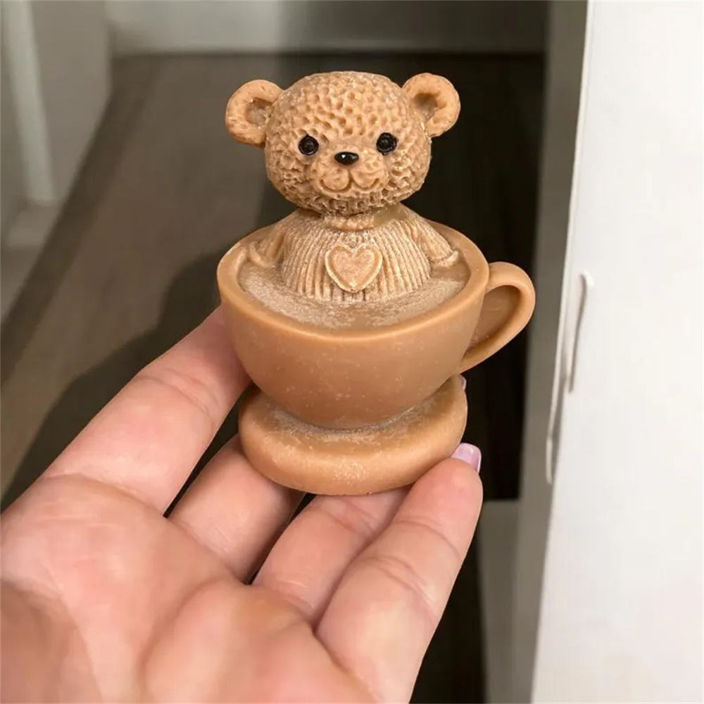 テディベアカップシリコンモールド漫画クマキャンドルソープモー - Soap Making Jar のレビューと価格